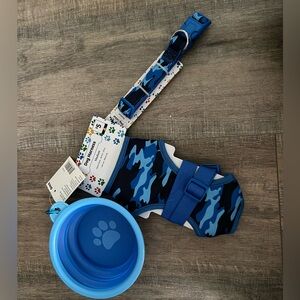 Medium Dog Harness, Collar & Collapsible Bowl Matching Set
